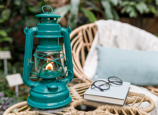 Feuerhand Baby Special 276 Hurricane Lantern Teal Blue - Wylies Outdoor World Feuerhand Baby Special 276 Hurricane Lantern Teal Blue - Wylies Outdoor World