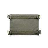 Gray fabric roll with straps on a black background