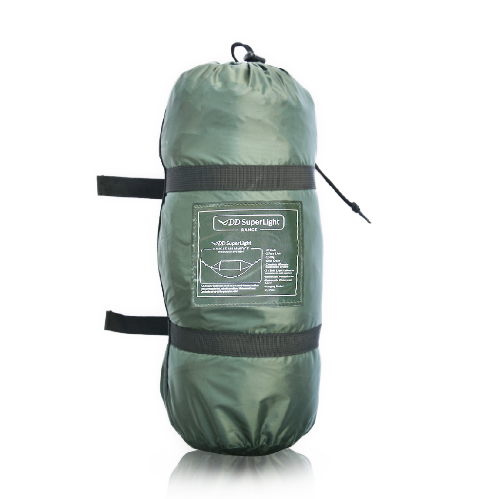 DD SuperLight Jungle Hammock packed in a compact, lightweight design, ideal for outdoor adventures. DD SuperLight Jungle Hammock packed in a compact, lightweight design, ideal for outdoor adventures.