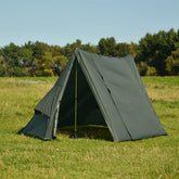 DD SuperLight A-Frame Tent in green setup on grass, ideal ultralight shelter for 2 campers, from DD Hammocks.