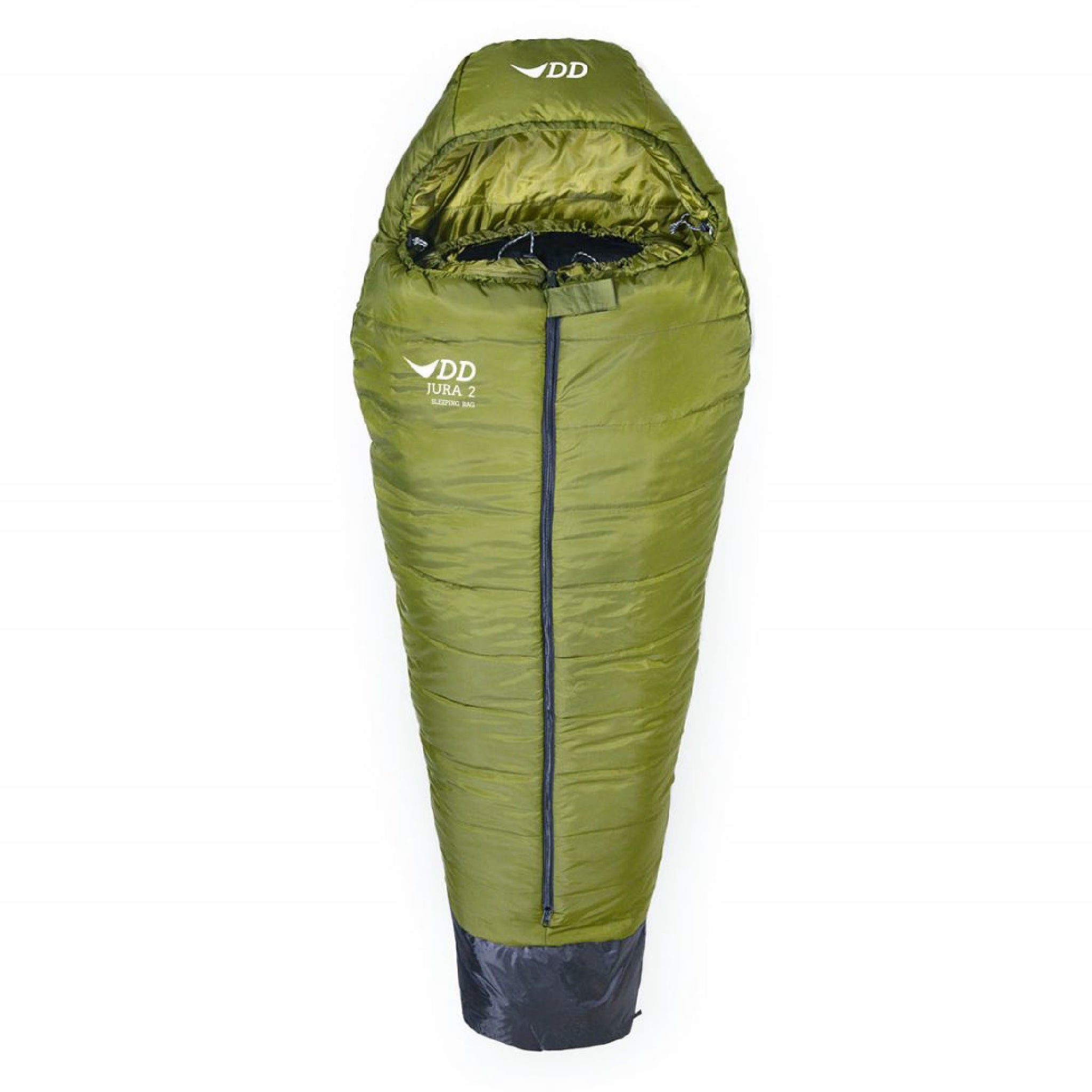 DD Jura 2 Sleeping Bag in green, perfect for hammock camping and designed for temperatures down to -5°C.