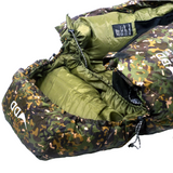 DD Jura 2 Sleeping Bag interior view showcasing camouflage design and comfort for hammock camping.