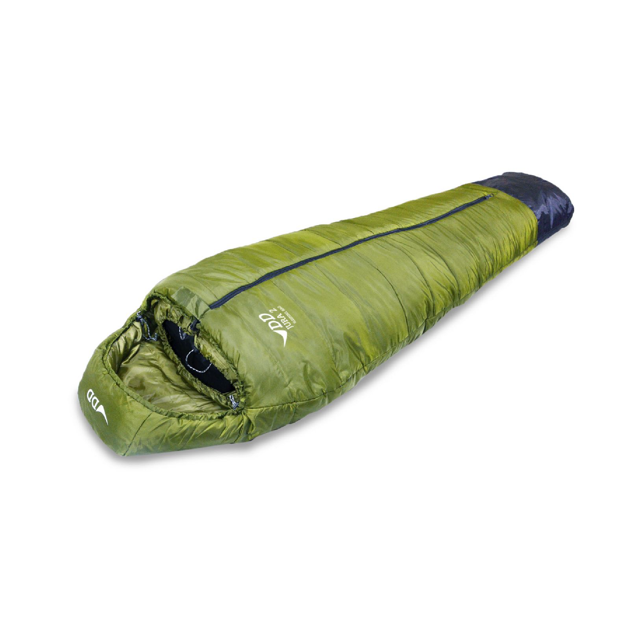 DD Hammocks Jura 2 Sleeping Bag in green, designed for hammock camping and comfort down to -5°C.