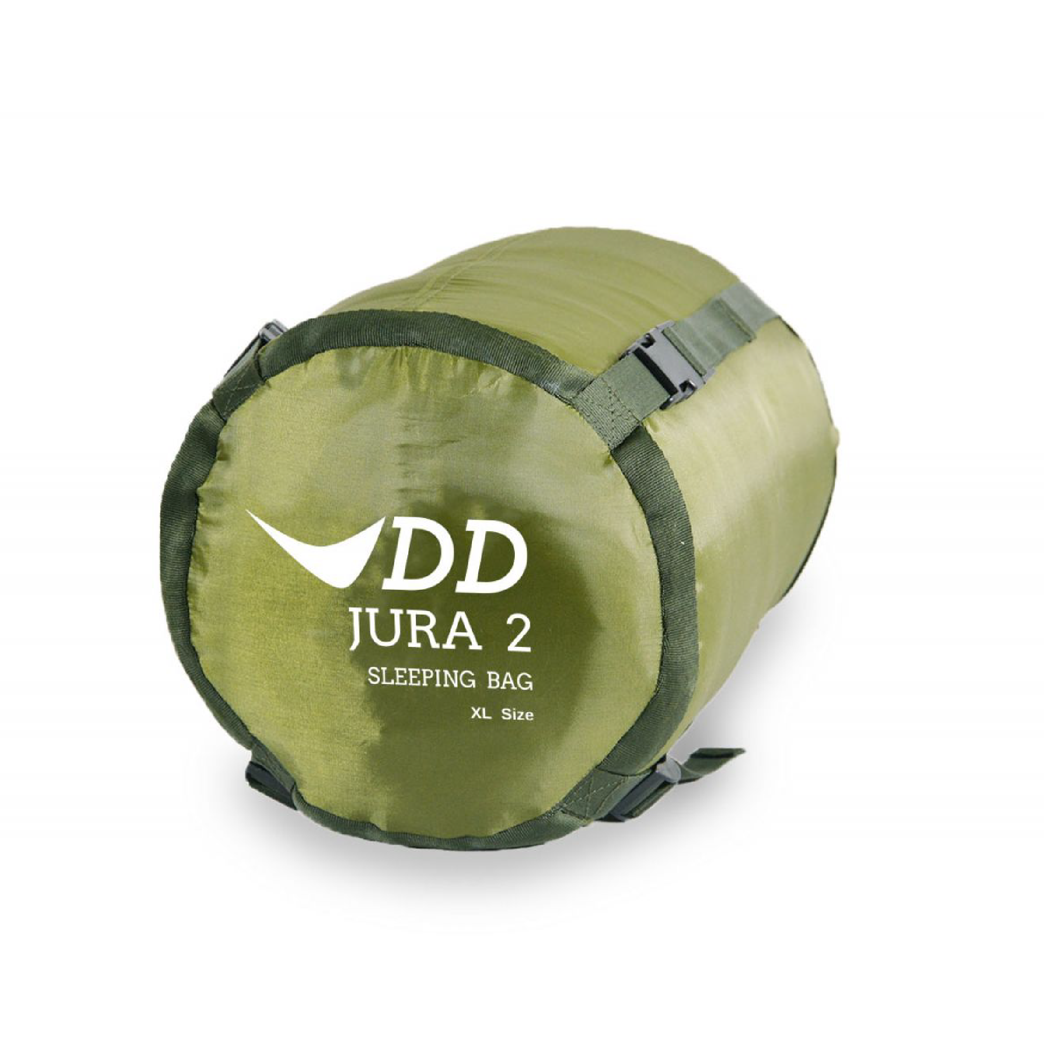DD Jura 2 Sleeping Bag in olive green, ideal for hammock camping and outdoor adventures.