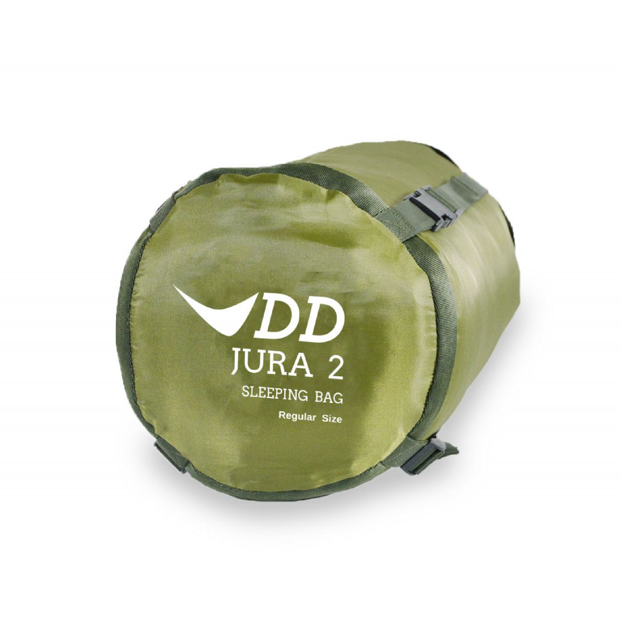 DD Jura 2 Sleeping Bag in storage bag, ideal for camping in hammocks and tents. Waterproof foot box included.