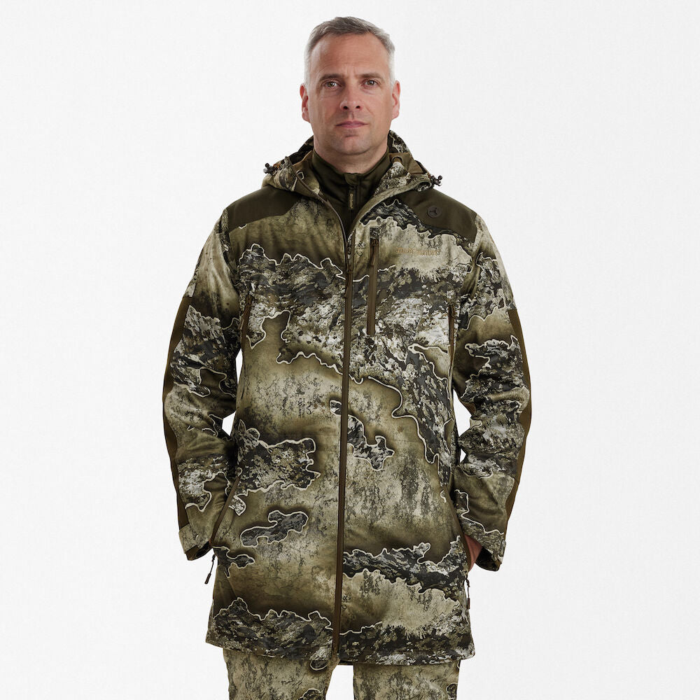 Deerhunter Men's Excape Rain Jacket Realtree Excape Hunting, Jacket on sale at Wylie's Outdoor World UK (Straight Angle View) Deerhunter Men's Excape Rain Jacket Realtree Excape Hunting, Jacket on sale at Wylie's Outdoor World UK (Straight Angle View)