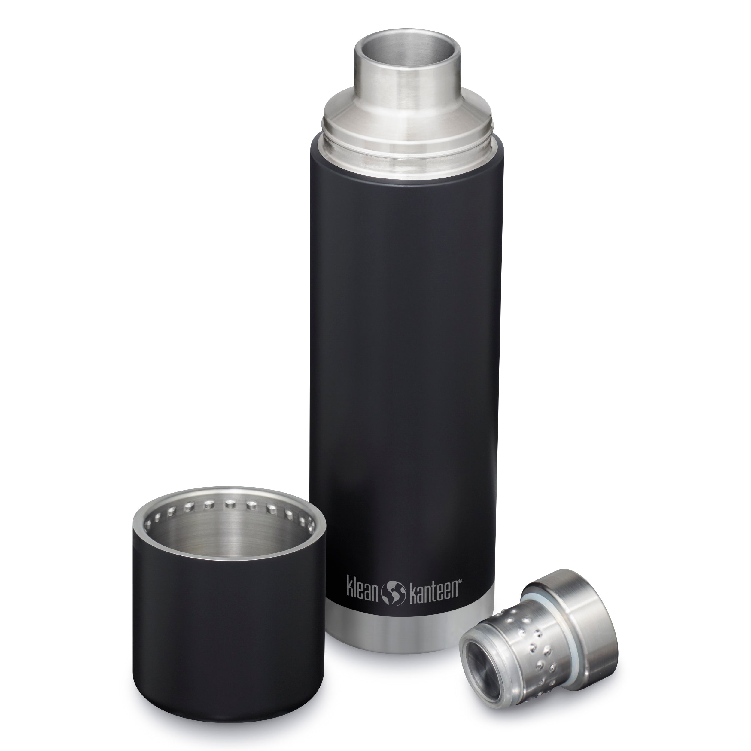 Klean Kanteen TKPro 1L thermal bottle in brushed stainless steel with integrated double-wall cup Klean Kanteen TKPro 1L thermal bottle in brushed stainless steel with integrated double-wall cup