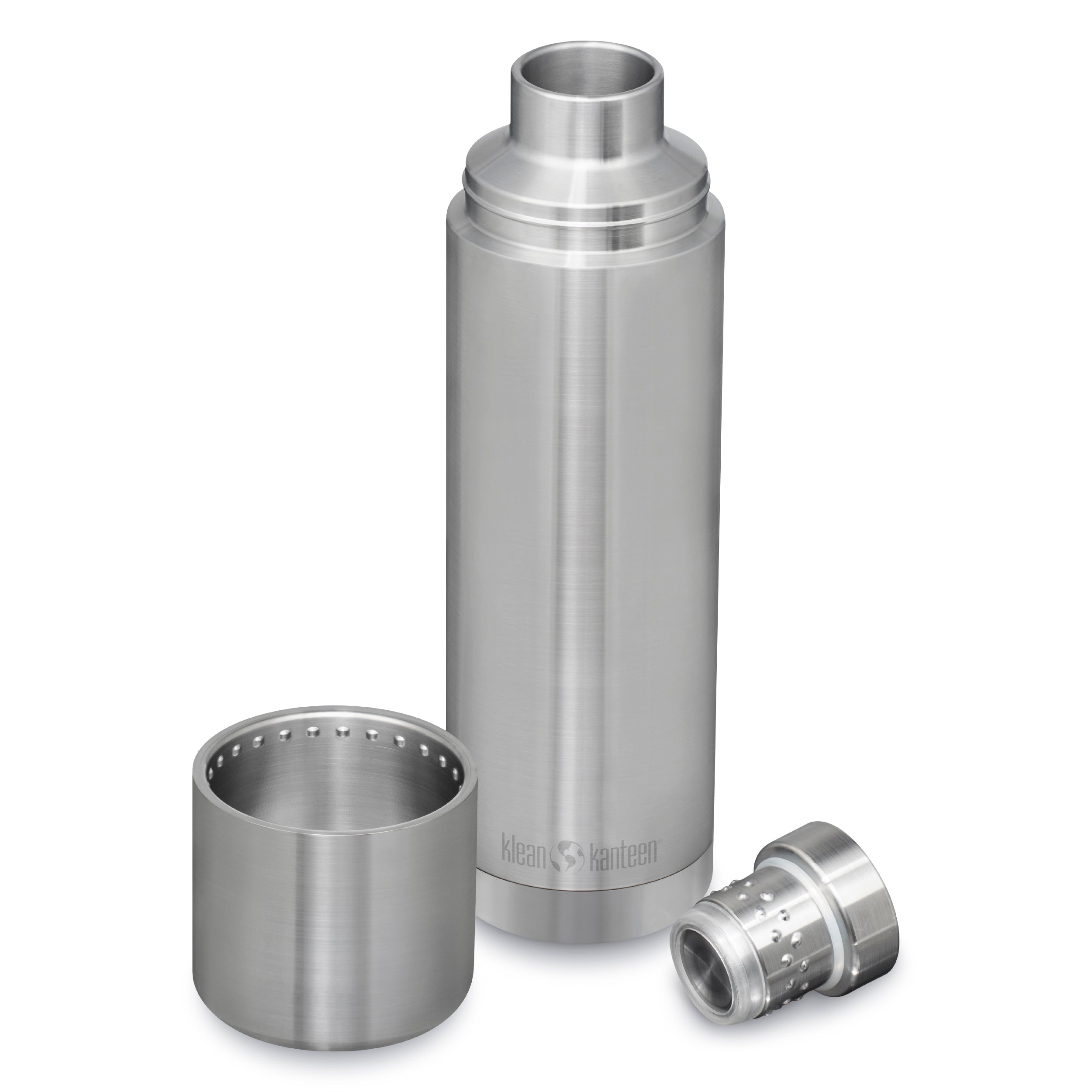 Klean Kanteen TKPro 1L thermal bottle detail showing premium stainless steel construction Klean Kanteen TKPro 1L thermal bottle detail showing premium stainless steel construction