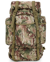 Kombat UK 60L cadet rucksack back view showing padded straps and external frame system