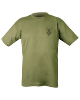 Kombat UK SAS T-Shirt Olive Green – Front View with SAS Logo Print