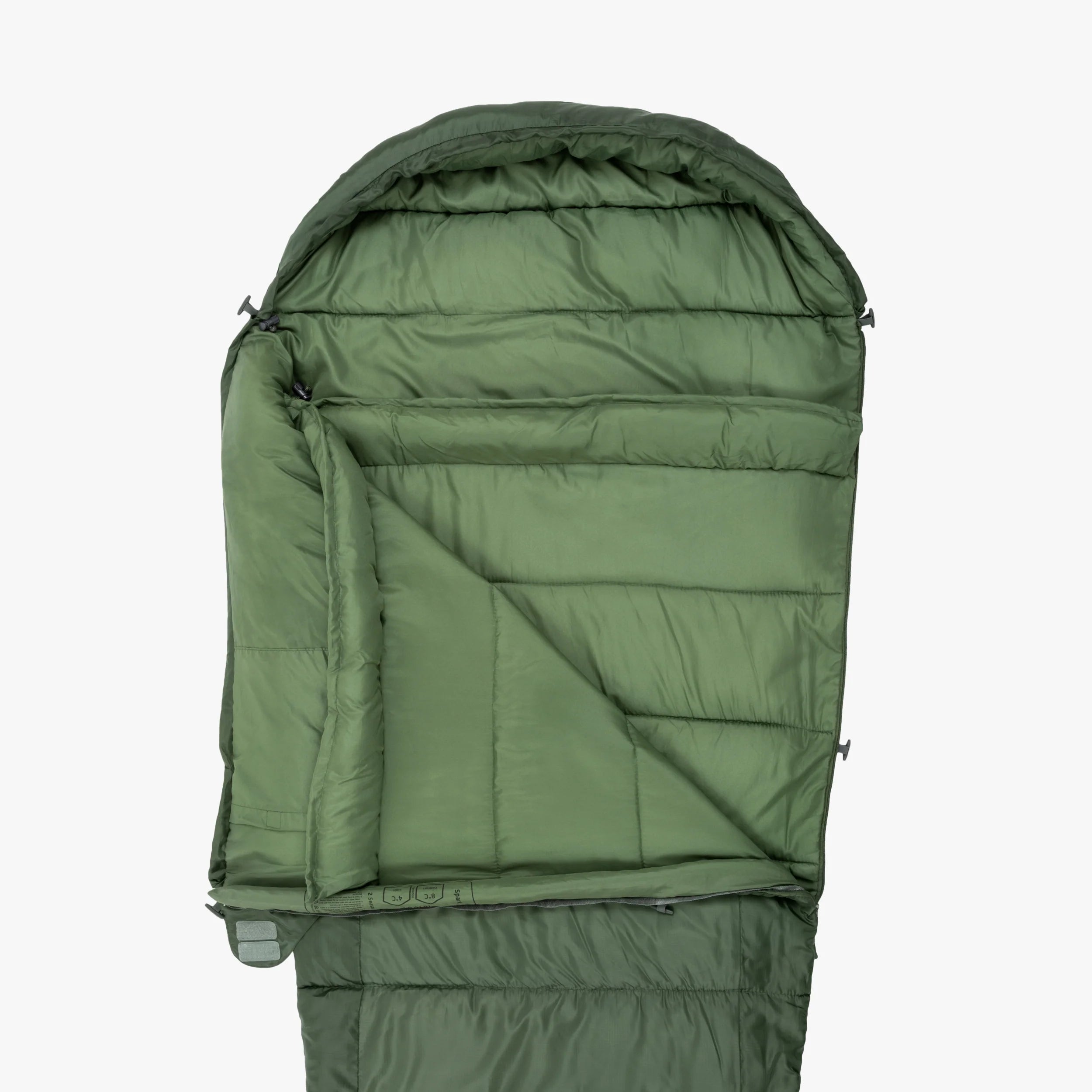 Phoenix Spark 150 mummy sleeping bag interior view, showcasing lightweight insulation and spacious design. Phoenix Spark 150 mummy sleeping bag interior view, showcasing lightweight insulation and spacious design.