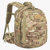 Camouflage backpack on a white background