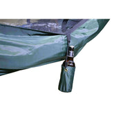 DD Hammocks beer holder accessory attached to a hammock, holding a beer bottle for easy access and convenience.