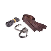 DD Hammocks Whoopie Suspension System components: tree straps, whoopie slings, rope, and carabiner.