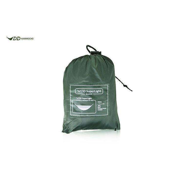 DD Superlight Mosquito Net in a compact storage bag by DD Hammocks, perfect for outdoor camping and hammock use. DD Superlight Mosquito Net in a compact storage bag by DD Hammocks, perfect for outdoor camping and hammock use.