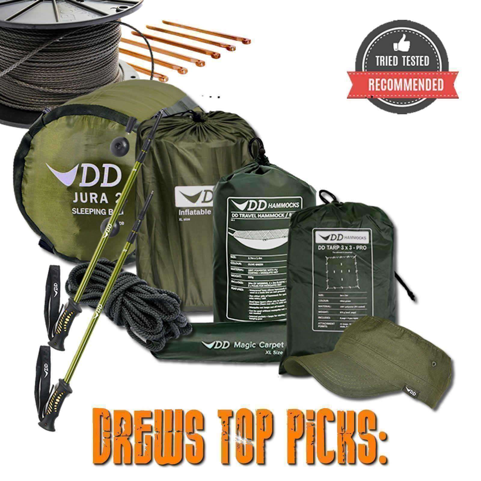 DD Ultimate Versatility Camping Starter Package with DD Hammocks gear for outdoor comfort. DD Ultimate Versatility Camping Starter Package with DD Hammocks gear for outdoor comfort.