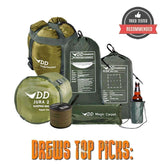 DD Winter Hammock Combo Deal featuring underblanket, sleeping bag, and magic carpet for outdoor warmth.