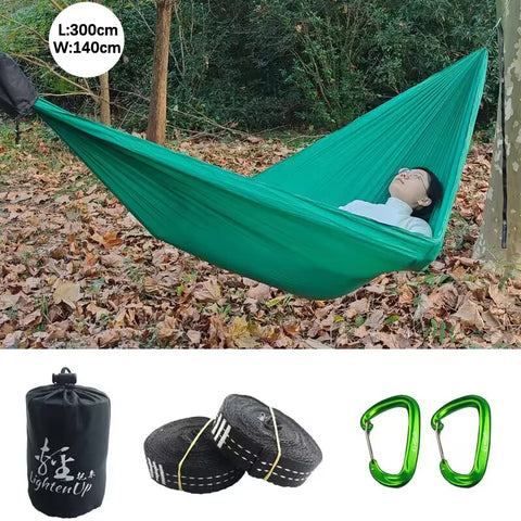 2024 New Ultralight 380T (20D) Outdoor Camping Nylon Hammock Sleep Swing Tree Bed Garden Backyard Protable Hammock Chair