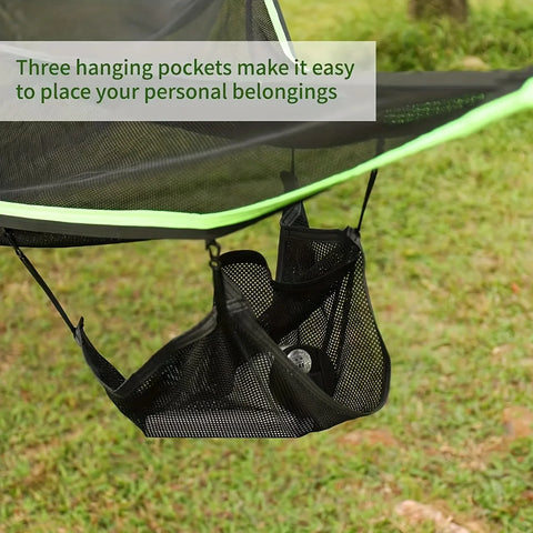 1Pc Triangle Hammocktriangle Camping Hammock for 2-3 People, Tree Hammock with 3 Mesh Bags, Portable for Outdoor Trips
