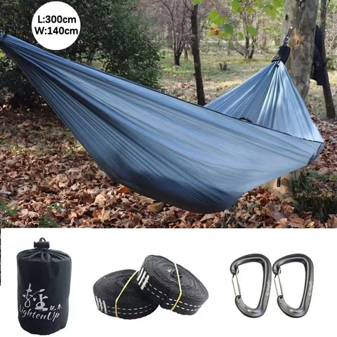 2024 New Ultralight 380T (20D) Outdoor Camping Nylon Hammock Sleep Swing Tree Bed Garden Backyard Protable Hammock Chair