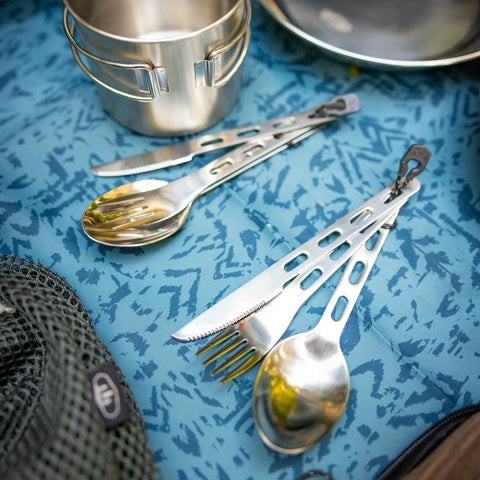 GSI Glacier Stainless 3 Piece Ring Cutlery Camping Set