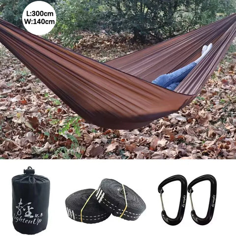 2024 New Ultralight 380T (20D) Outdoor Camping Nylon Hammock Sleep Swing Tree Bed Garden Backyard Protable Hammock Chair