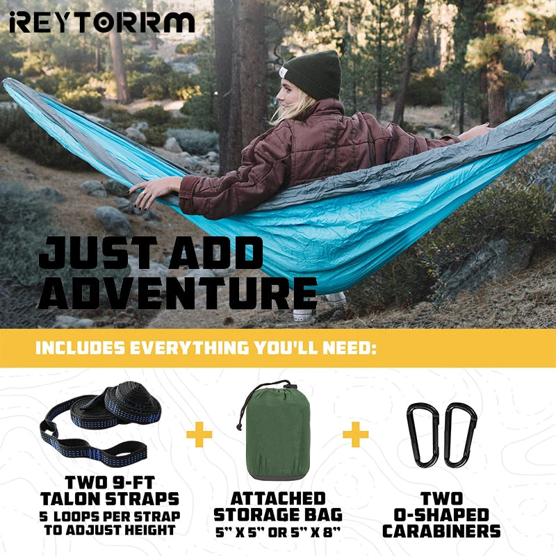 Camping Hammock 260X140Cm Double Portable Hammock with 2 Tree Straps Lightweight Hammocks for Travel Beach Backyard Patio Hiking