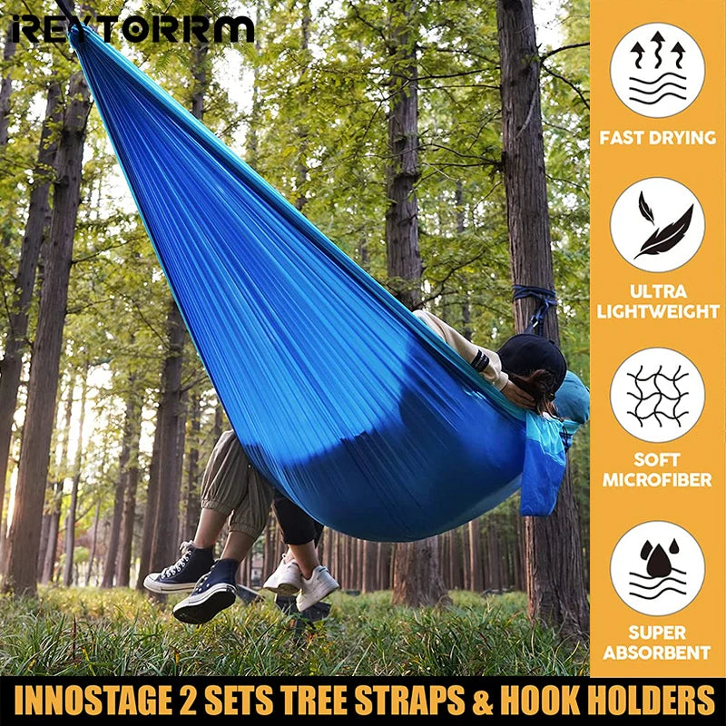 Camping Hammock 260X140Cm Double Portable Hammock with 2 Tree Straps Lightweight Hammocks for Travel Beach Backyard Patio Hiking