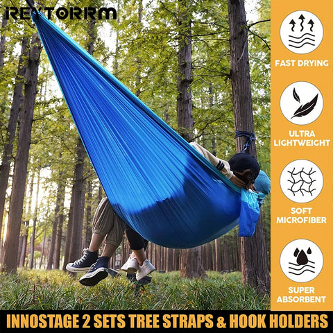 Camping Hammock 260X140Cm Double Portable Hammock with 2 Tree Straps Lightweight Hammocks for Travel Beach Backyard Patio Hiking