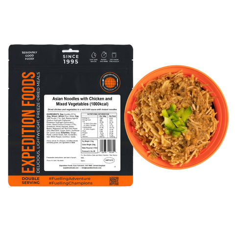 Expedition Foods Asian Noodles with Chicken and Mixed Vegetables | Freeze-Dried Meal