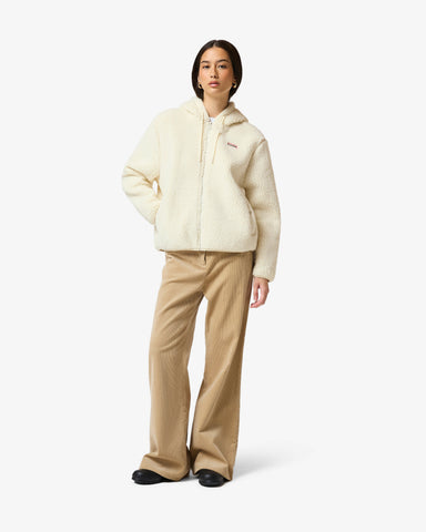 Women's Antique White Bonelle Borg Fleece Hoodie
