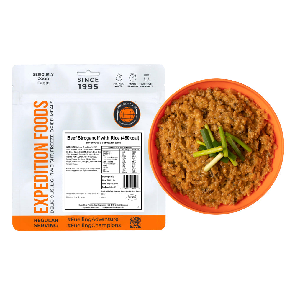 Expedition Foods Beef Stroganoff with Rice | Freeze-Dried Meal