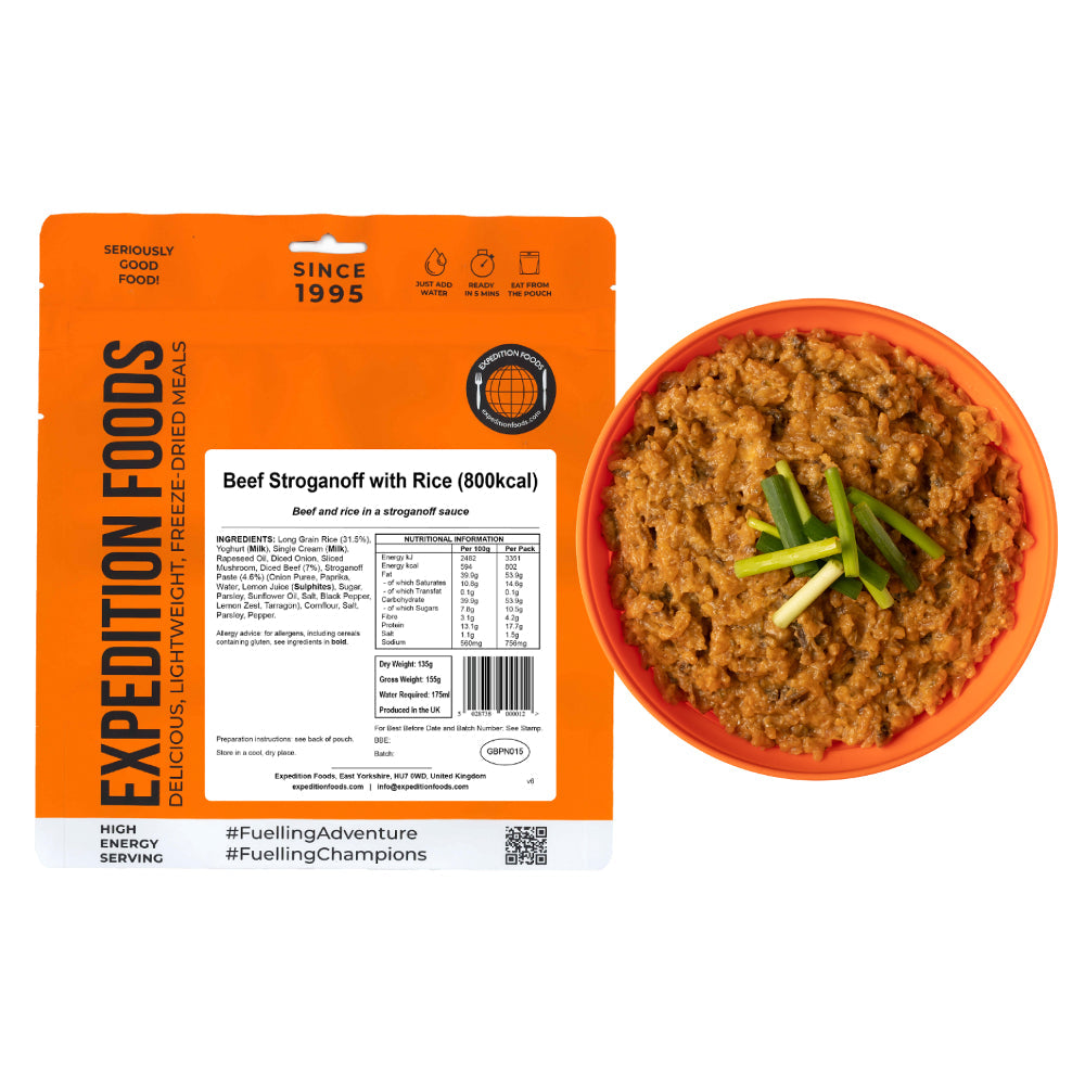 Expedition Foods Beef Stroganoff with Rice | Freeze-Dried Meal