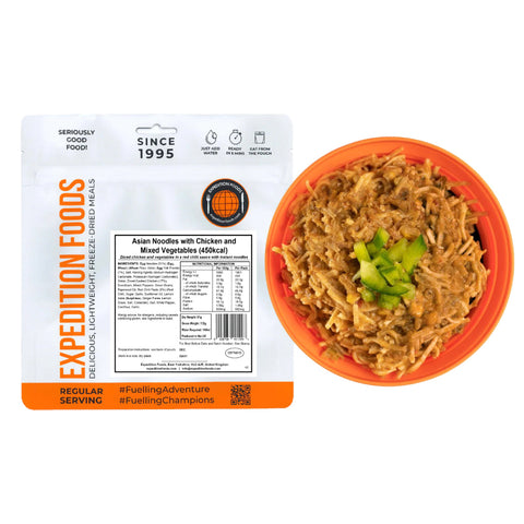 Expedition Foods Asian Noodles with Chicken and Mixed Vegetables | Freeze-Dried Meal