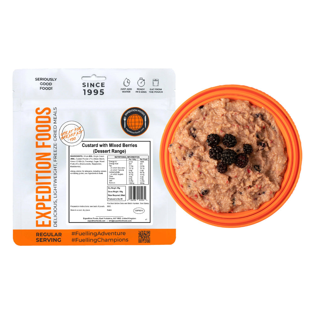 Expedition Foods Custard with Mixed Berries (Breakfast/Dessert Range) | Freeze-Dried Meal