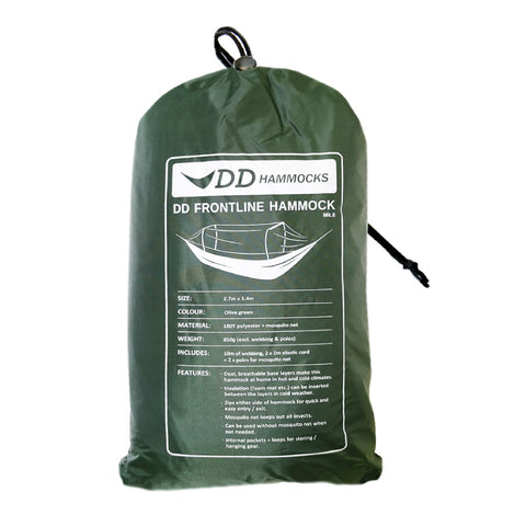 dd hammocks frontline hammock in stuff sack - olive green