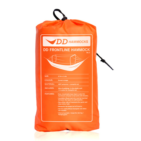 dd hammocks frontline hammock in stuff sack - Sun Set Orange
