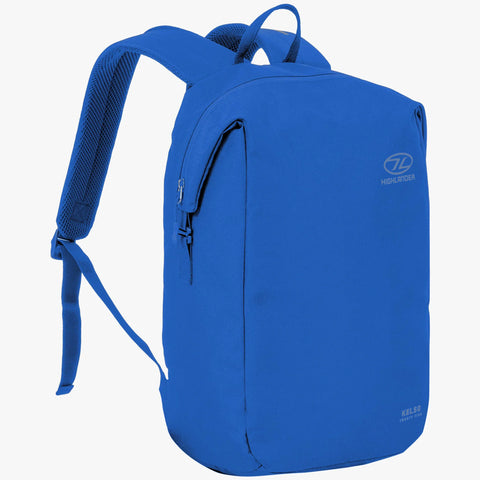 Kelso Backpack 25L in blue, minimalist design with padded shoulder straps for comfortable everyday use.