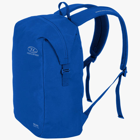 Kelso Backpack 25L in blue color, featuring padded straps for comfort and minimalist design for everyday use.