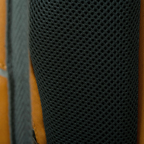 Close-up of breathable mesh fabric on the Flug Urban Laptop Backpack, designed for comfort and ventilation.