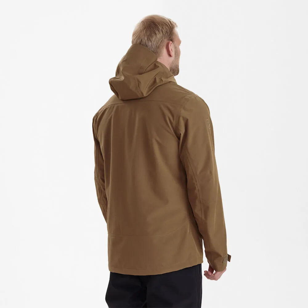Deerhunter Men's Sarek Shell Jacket with hood Butternut Hunting, Jacket on sale at Wylie's Outdoor World UK (Side Angle View)