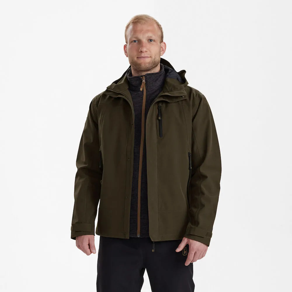 Deerhunter Men's Sarek Shell Jacket with hood Fallen Leaf Hunting, Jacket on sale at Wylie's Outdoor World UK (Straight Angle View)
