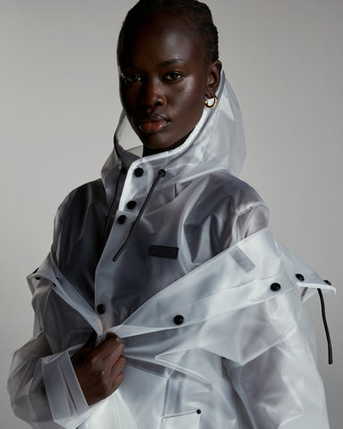 Unisex Clear Downpour Izzy Clear Matte PU Hooded Jacket