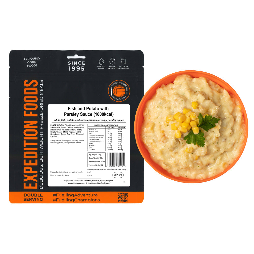 Expedition Foods Fish and Potato with Parsley Sauce | Freeze-Dried Meal