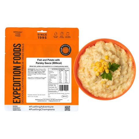 Expedition Foods Fish and Potato with Parsley Sauce | Freeze-Dried Meal