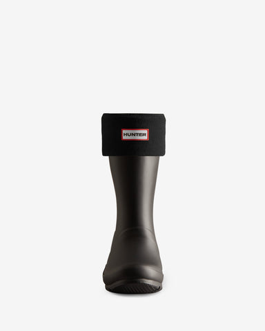 Black Recycled Fleece Cuff Short Boot Socks