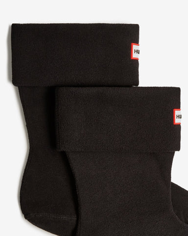 Black Recycled Fleece Cuff Short Boot Socks