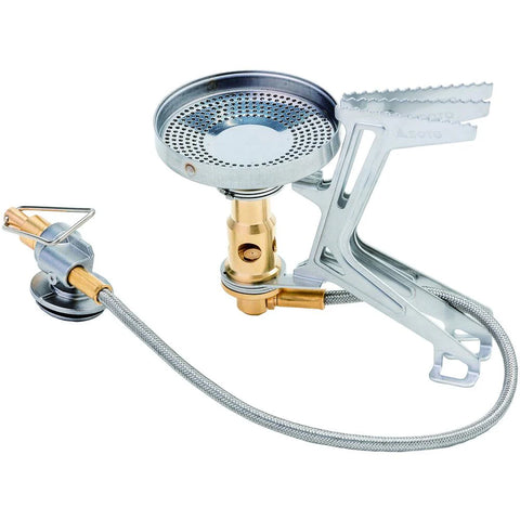 Portable gas stove with hose on a white background