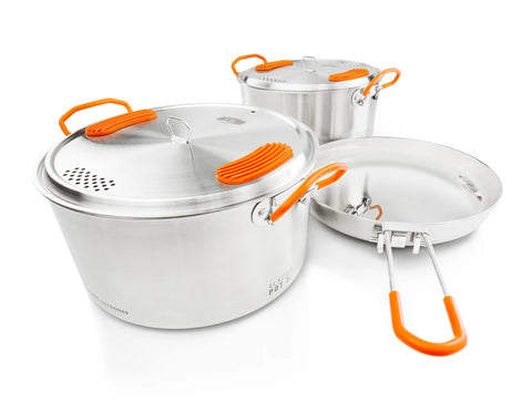 GSI Outdoors Glacier Stainless Base Camper Medium Cookware Set