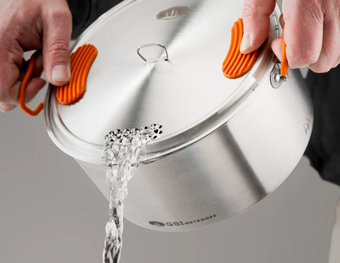 GSI Outdoors Glacier Stainless Base Camper Medium Cookware Set